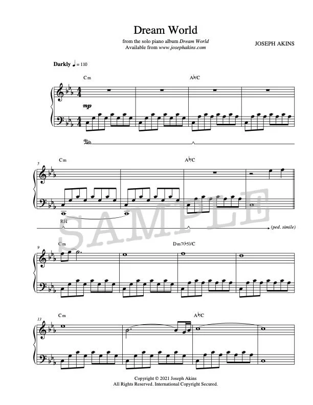 Sheet Music Download for Dream World by Composer Joseph Akins